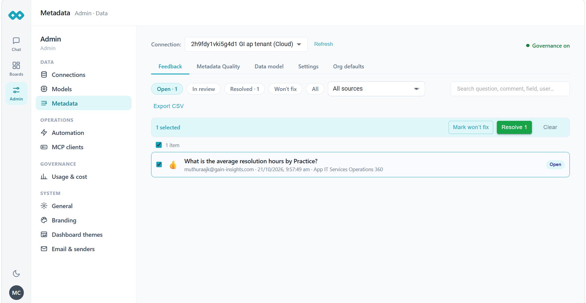 Metadata Feedback